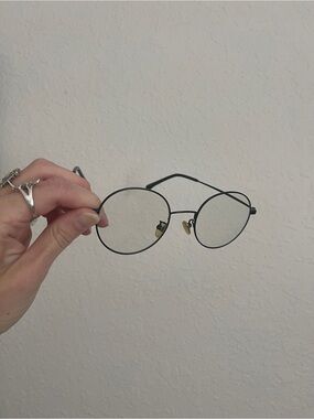 Blue Light Round Metal Glasses - Black